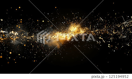 A black background with a bright yellow line of sparkles 125194952