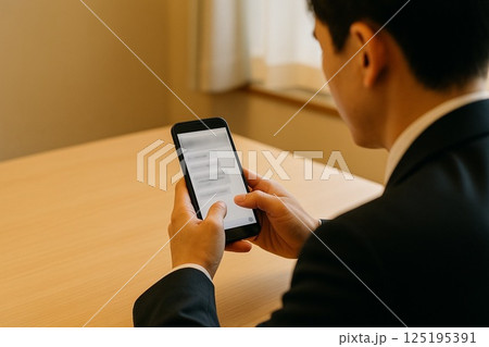 スマホを操作するスーツ姿の男性 スマホを操作するスーツ姿の男性 125195391