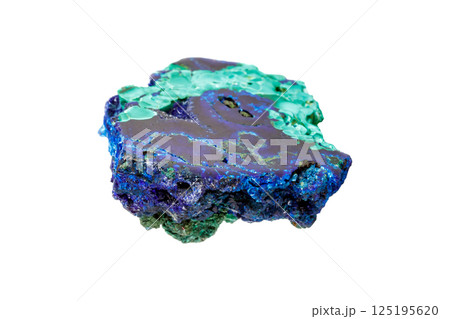 Malachite mineral stone with azurite on white background 125195620