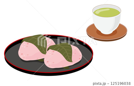 関西風桜餅とお茶のセット 関西風桜餅とお茶のセット 125196038