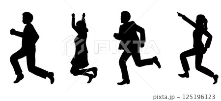 前向きに進む人たちのシルエット 前向きに進む人たちのシルエット 125196123