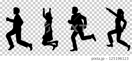 前向きに進む人たちのシルエット 前向きに進む人たちのシルエット 125196123