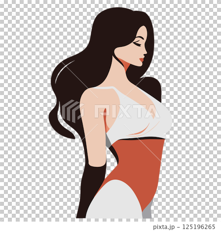 A woman in a leotard seriously working on her performance 125196265