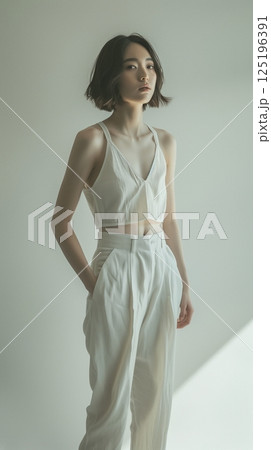 若い女性のファッションモデル　ヘアモデル 125196391