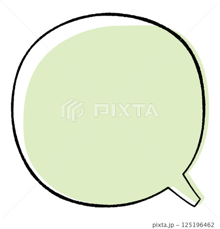 線画手書き風のシンプルな吹き出し　丸型しっぽ右四角　おしゃれカラー 125196462