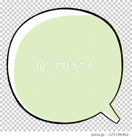 線画手書き風のシンプルな吹き出し　丸型しっぽ右四角　おしゃれカラー 125196462