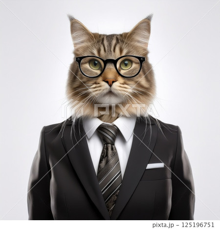 眼鏡をかけてスーツを着た猫のポートレート 眼鏡をかけてスーツを着た猫のポートレート 125196751