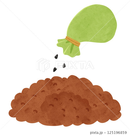 土に種をまく 水彩風手描きイラスト 土に種をまく 水彩風手描きイラスト 125196859