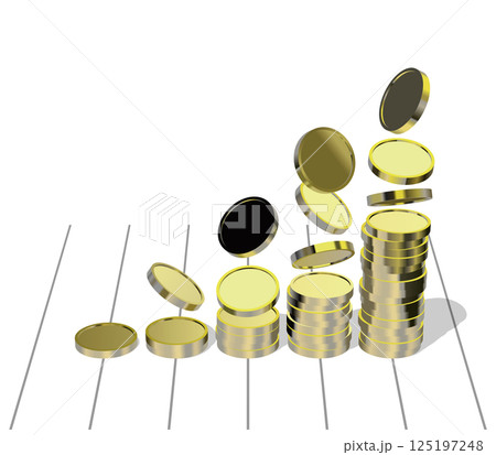 積み重ねた黄金のコインであらわす棒グラフのインフォグラフィック ベクターイラストレーション 積み重ねた黄金のコインであらわす棒グラフのインフォグラフィック ベクターイラストレーション 125197248