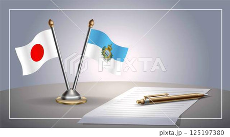 Small national flag of Japan and San Marino flag Relation, Template Vector Illustration Small national flag of Japan and San Marino flag Relation, Template Vector Illustration 125197380