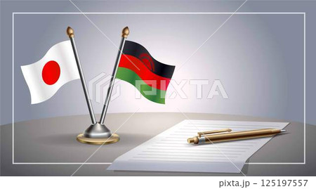 Small national flag of Japan and Malawi flag Relation, Template Vector Illustration Small national flag of Japan and Malawi flag Relation, Template Vector Illustration 125197557