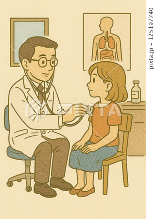 優しいタッチで描いた診療風景のイラスト 125197740
