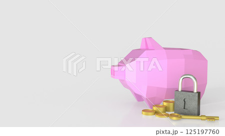 The Master key and Piggy Bank for earn  or Saving concept 3d Rendering. 125197760