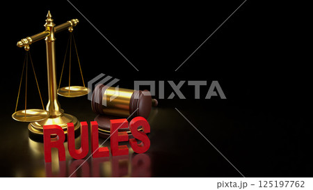 The Libra and hammer for law concept 3d Rendering. 125197762