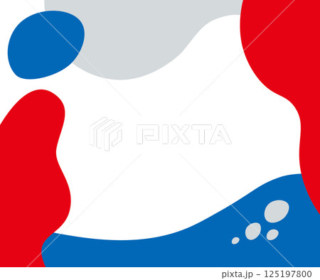 大阪EXPO万博スタイルの青と赤のイラストフレームベクター背景	 125197800