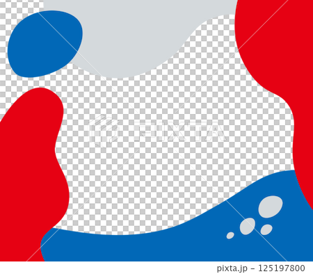 大阪EXPO万博スタイルの青と赤のイラストフレームベクター背景	 125197800