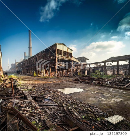 廃墟になった工場の風景。 125197809