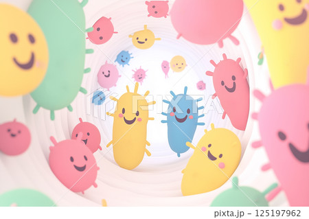 細菌やウイルスのイメージ | かわいいキャラクター風 125197962