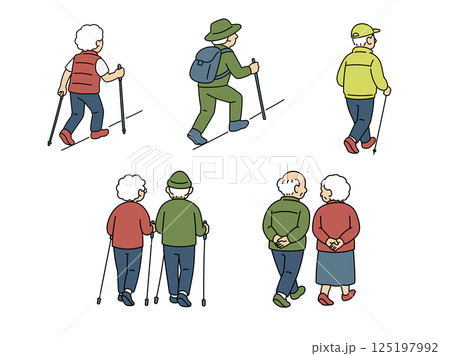 運動するシニアの後ろ姿 運動するシニアの後ろ姿 125197992