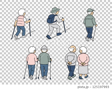 一位老人運動的背影 125197993