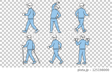 老年人健康運動習慣的後視圖 老年人健康運動習慣的後視圖 125198000