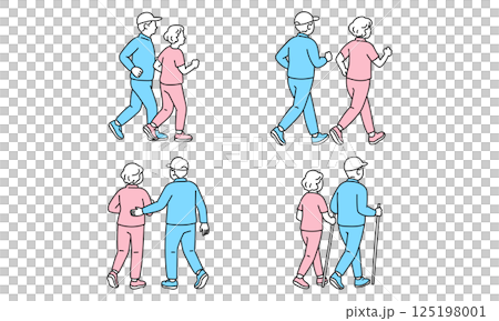 Back view of seniors exercising together 125198001