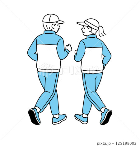 夫婦で楽しく運動する後ろ姿 125198002