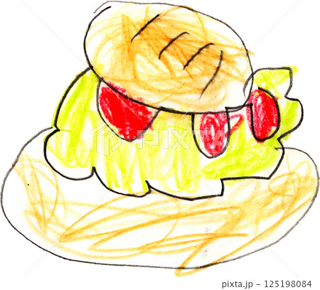 子供が描いたパニーニ　バーガー 125198084