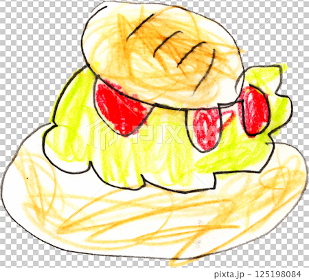 子供が描いたパニーニ　バーガー 125198084