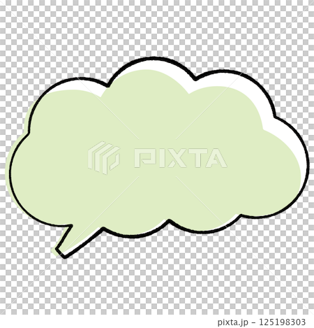 A simple speech bubble with a hand-drawn line drawing style, fluffy tail, square on the left, stylish color 125198303