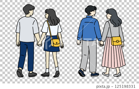 一對隨性情侶牽手的背影 125198331