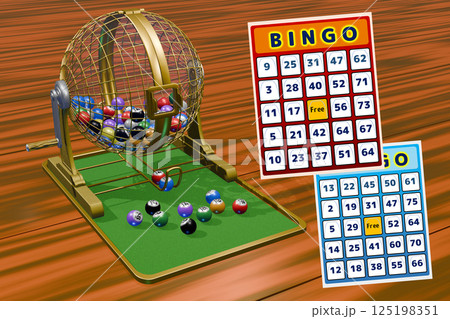 ビンゴ (ビンゴカード付きイラスト：3DCG) 125198351