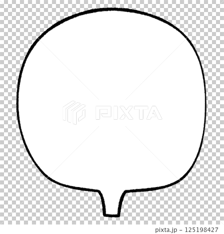 Simple speech bubble with a line drawing style. Round tail, square tail, center. Monochrome. Simple speech bubble with a line drawing style. Round tail, square tail, center. Monochrome. 125198427