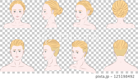 Illustration set of young Western men and women in various angles Illustration set of young Western men and women in various angles 125198492
