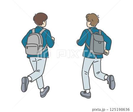 通学中の高校生男子の後ろ姿 125198636