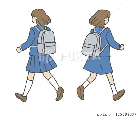 登校中の女子高生の後ろ姿 125198637
