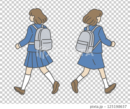 登校中の女子高生の後ろ姿 125198637