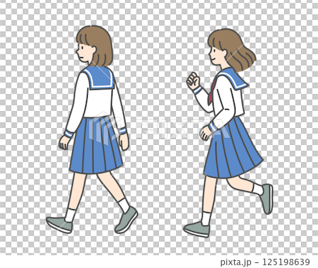 歩く女子高生の横顔 125198639