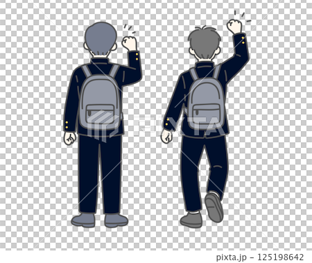 一名男高中生握拳的背影 一名男高中生握拳的背影 125198642