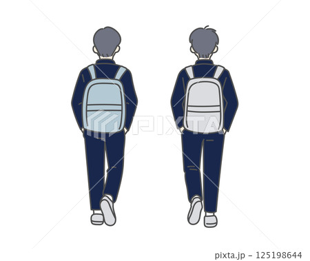 通学する男子高校生の後ろ姿 通学する男子高校生の後ろ姿 125198644