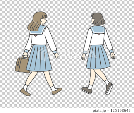 歩くセーラー服の女子高生 125198645