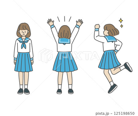 セーラー服の女子高生の後ろ姿 125198650