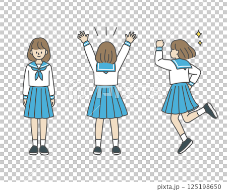 セーラー服の女子高生の後ろ姿 125198650