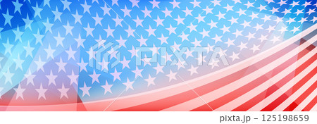 American flag in red and blue colors with stripes and stars. 125198659