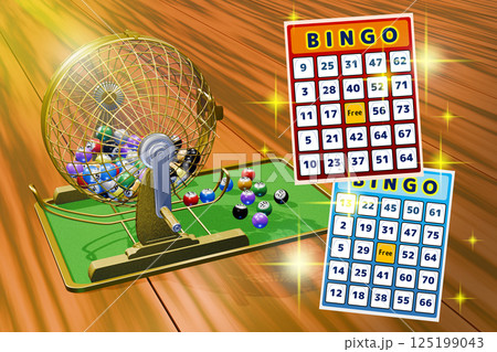 ビンゴ (ビンゴカード付きイラスト：3DCG) 125199043