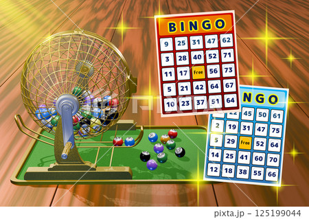 ビンゴ (ビンゴカード付きイラスト：3DCG) 125199044