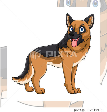Cartoon german shepherd dog on white background Cartoon german shepherd dog on white background 125199138