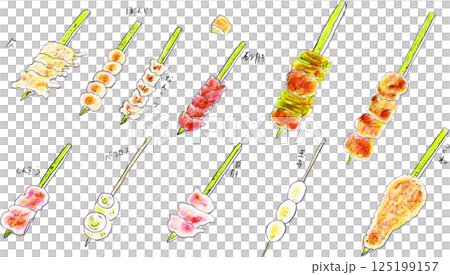 Hand drawn skewers set Hand drawn skewers set 125199157