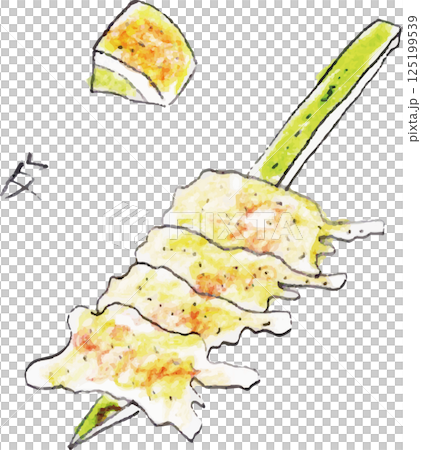 手書きで描いた串焼き　皮 125199539