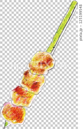 手書きで描いた串焼き　焼き鳥　ねぎま 125199548